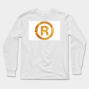 "R" Golden decorative letter-White Long Sleeve T-Shirt